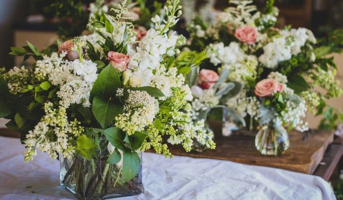 Flower arrangements in vases