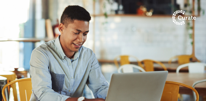 event planner working on a laptop