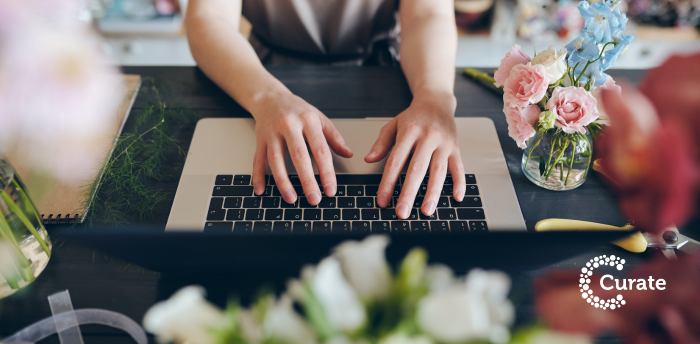 florist writing a blog article