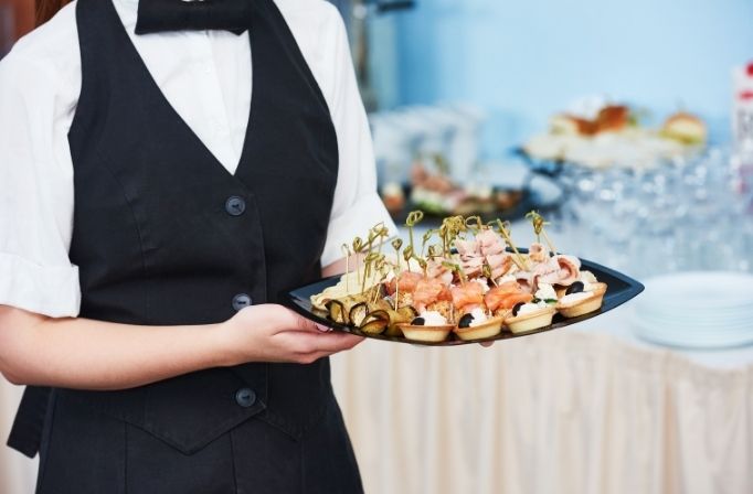 caterer holding tray